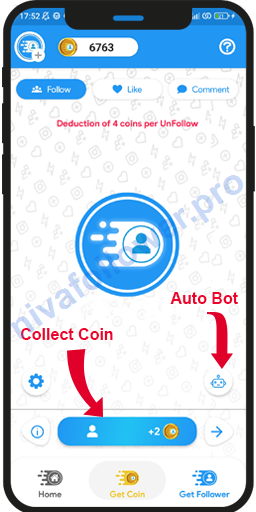 Niva Follower collect coin screen