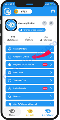 Niva Follower submit order screen